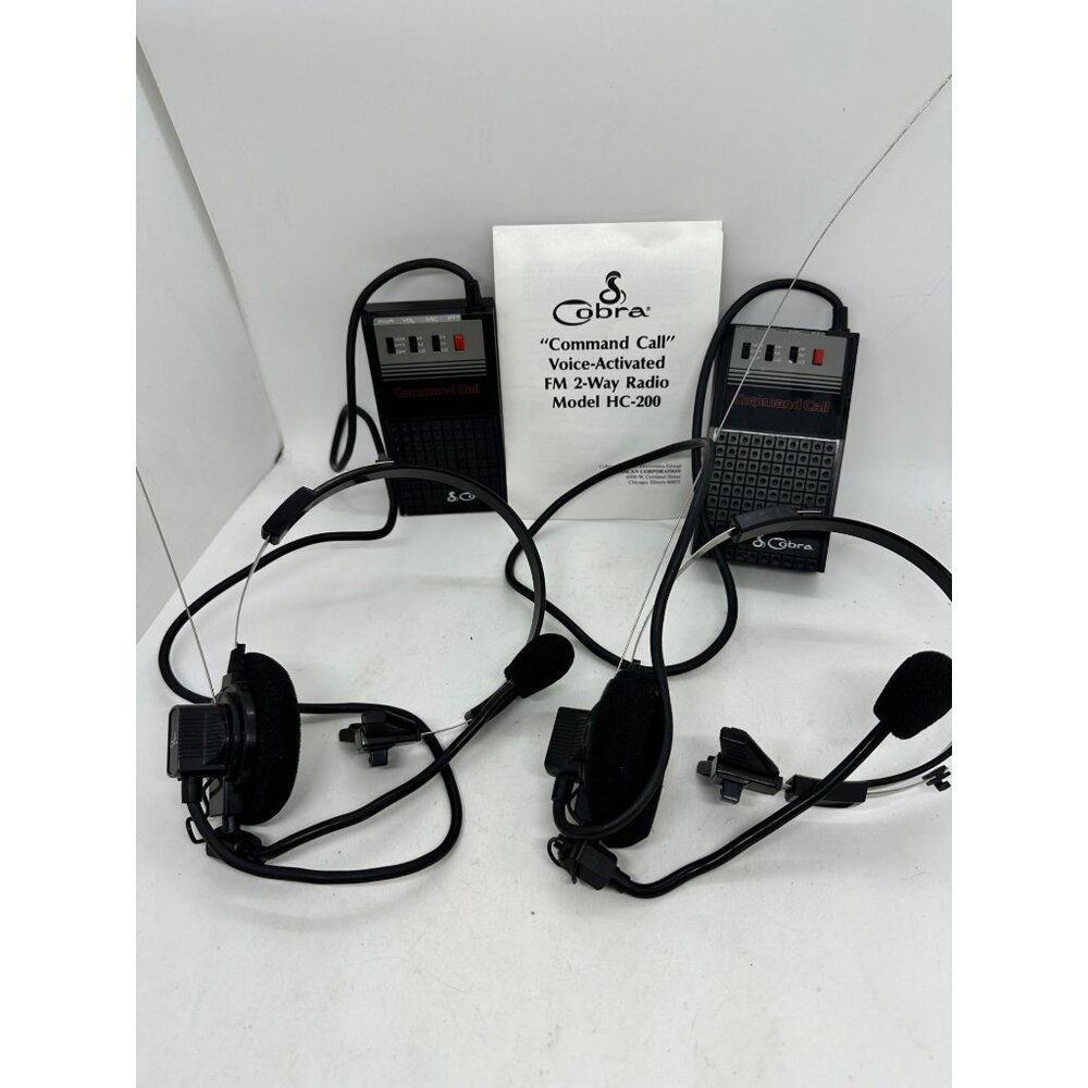 Cobra Command Call Voice-Activated FM 2-Way Radio Model HC-200 With Headsets